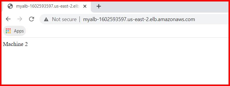 Picture showing the output of application load balancer in aws